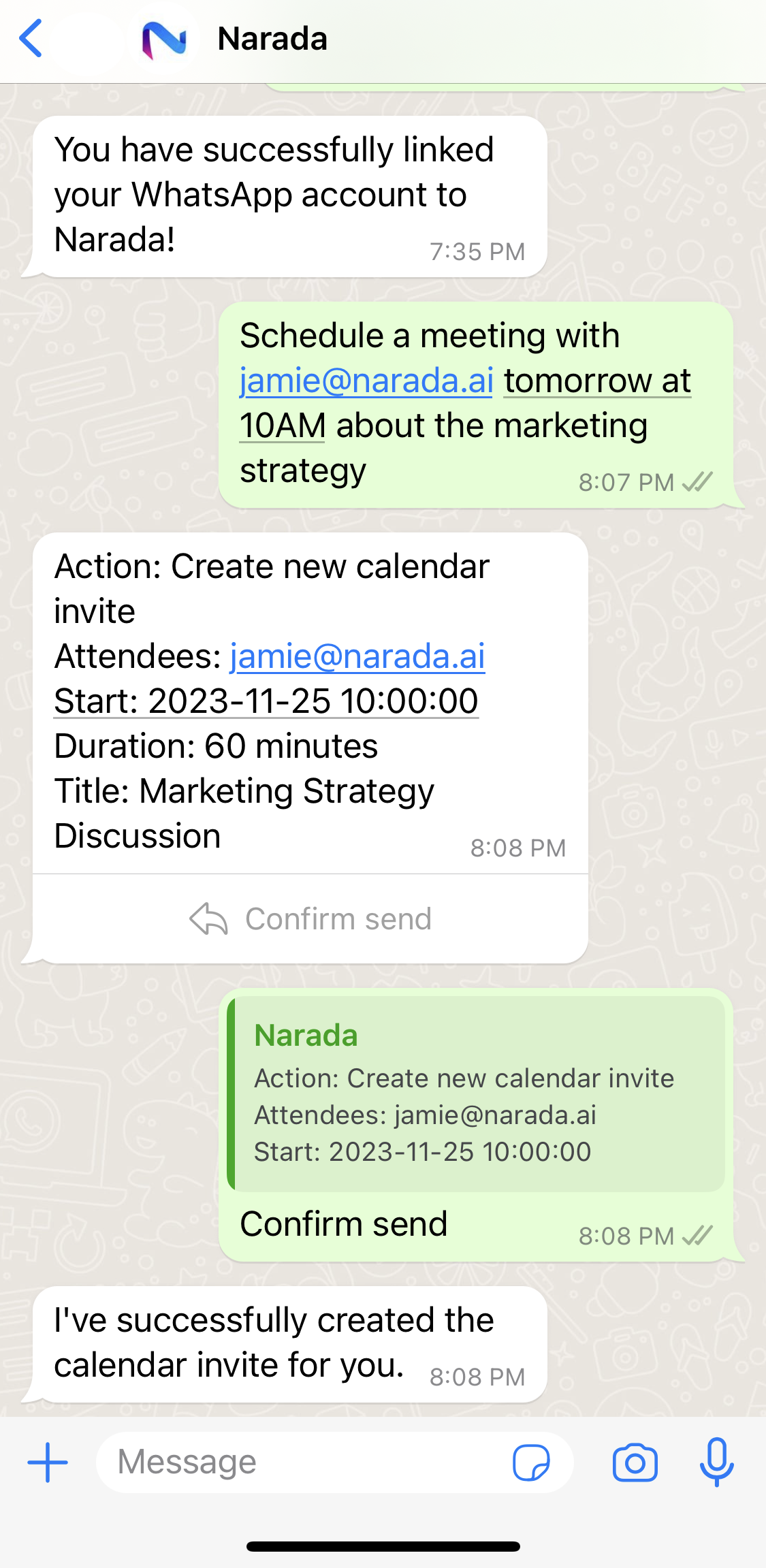 WhatsApp Calendar Invite